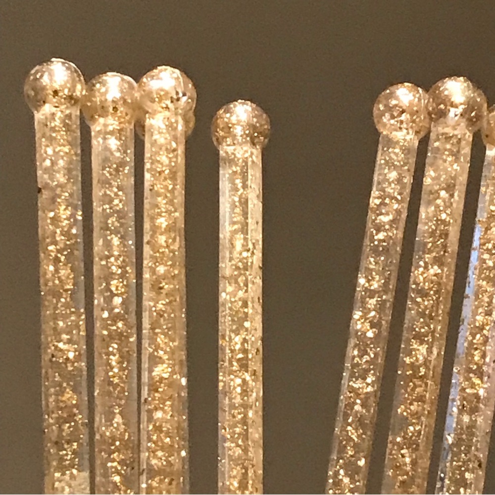 Vintage  9 Swizzle Sticks clear plastic with Gold glitter cocktail bar ware - Picture 9 of 11